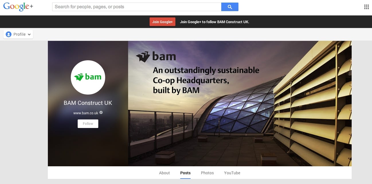 BAM Construct Google+ account