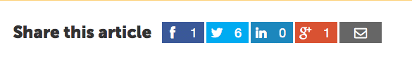 Example of Social Share buttons on the Pauley Creative blog